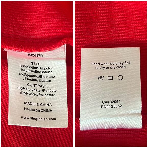 Anthropologie Dolan Puff Sleeve Top Ribbed Lace Floral Appliqué Red Large NWOT - Picture 9 of 10